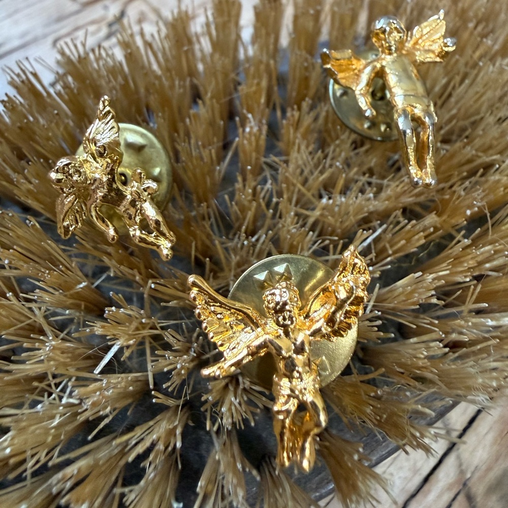 Set of 3 Tiny Gold Tone Angel Pins/Brooches